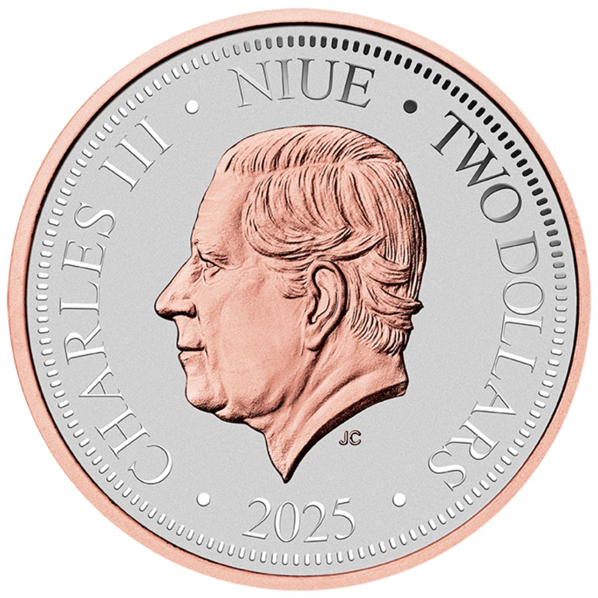 Native Impressions Kookaburra 2025 $2 Super Incuse Rose Gold-plated 1oz Silver Coin