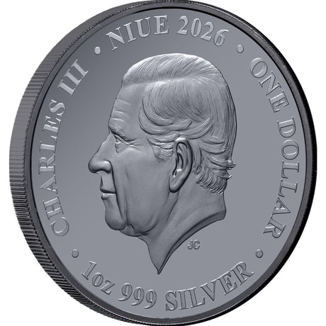 Tasmanian Tiger 2026 $1 Gold-plated 1oz Silver Black Proof Coin