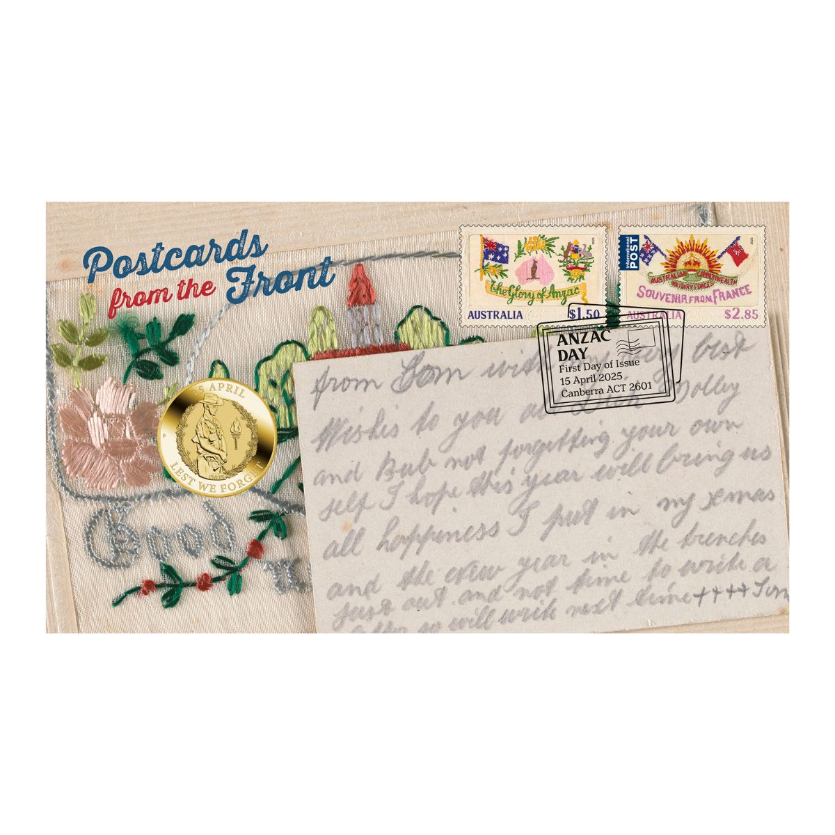 ANZAC Day 2025 $1 Stamp & Coin Cover