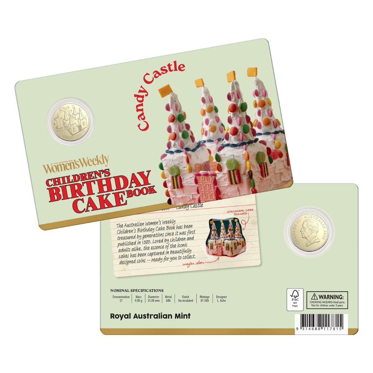 Australia Candy Castle Birthday Cake 2025 $1 Aluminium-Bronze Uncirculated Coin