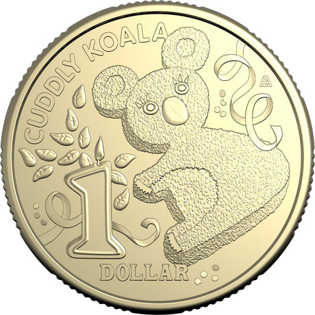 Australia Cuddly Koala Birthday Cake 2025 $1 Aluminium-Bronze Uncirculated Coin