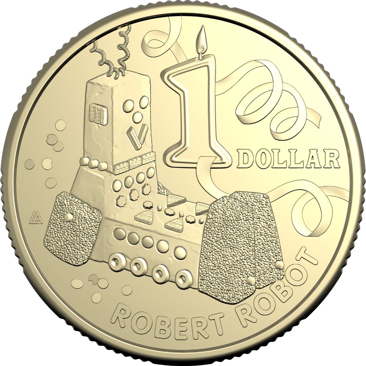 Australia Robert Robot Birthday Cake 2025 $1 Aluminium-Bronze Uncirculated Coin