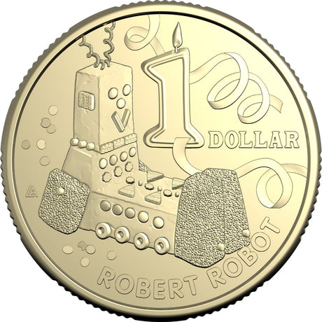 Australia Robert Robot Birthday Cake 2025 $1 Aluminium-Bronze Uncirculated Coin