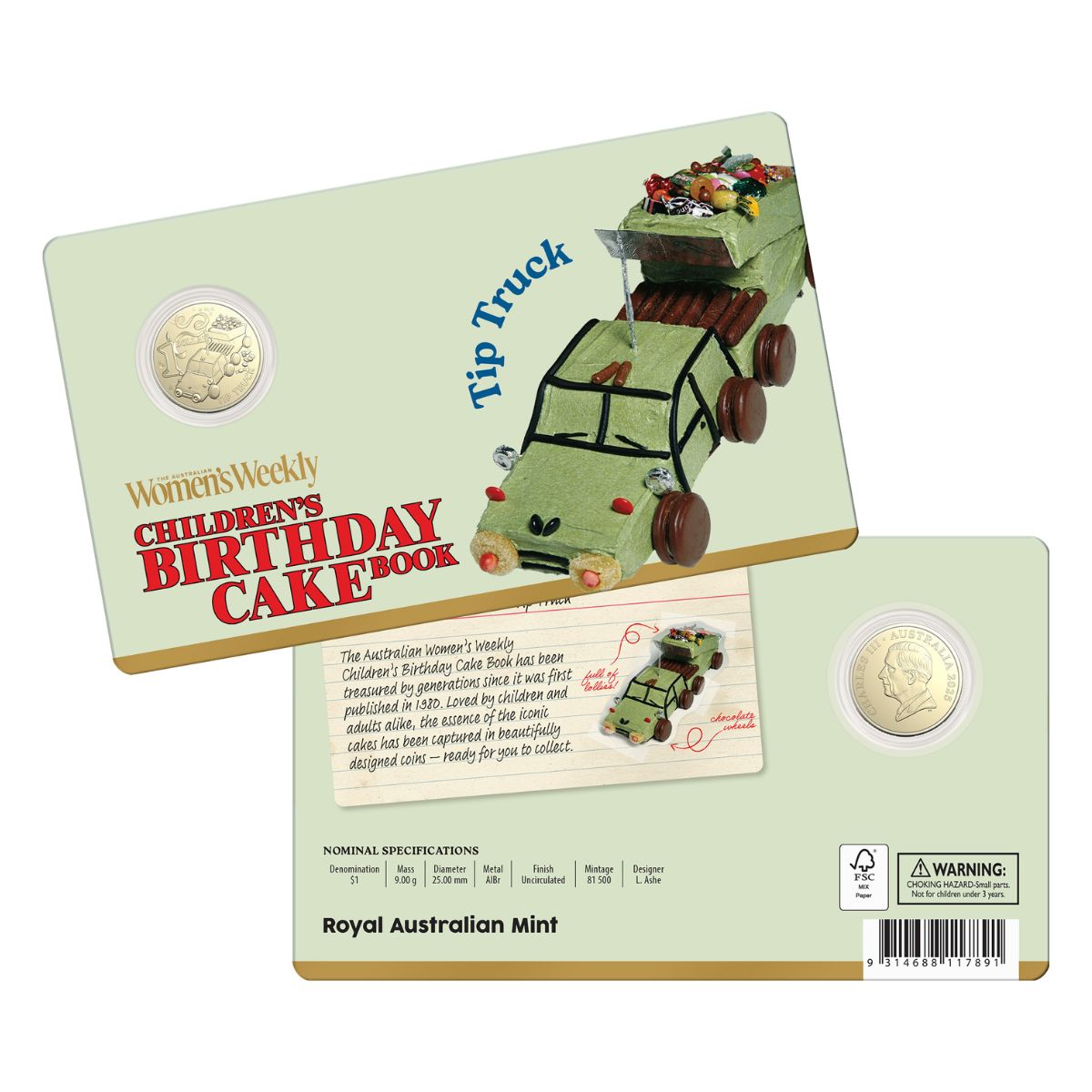 Australia Tip Truck Birthday Cake 2025 $1 Aluminium-Bronze Uncirculated Coin