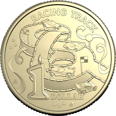 Australia Racing Track Birthday Cake 2025 $1 Aluminium-Bronze Uncirculated Coin
