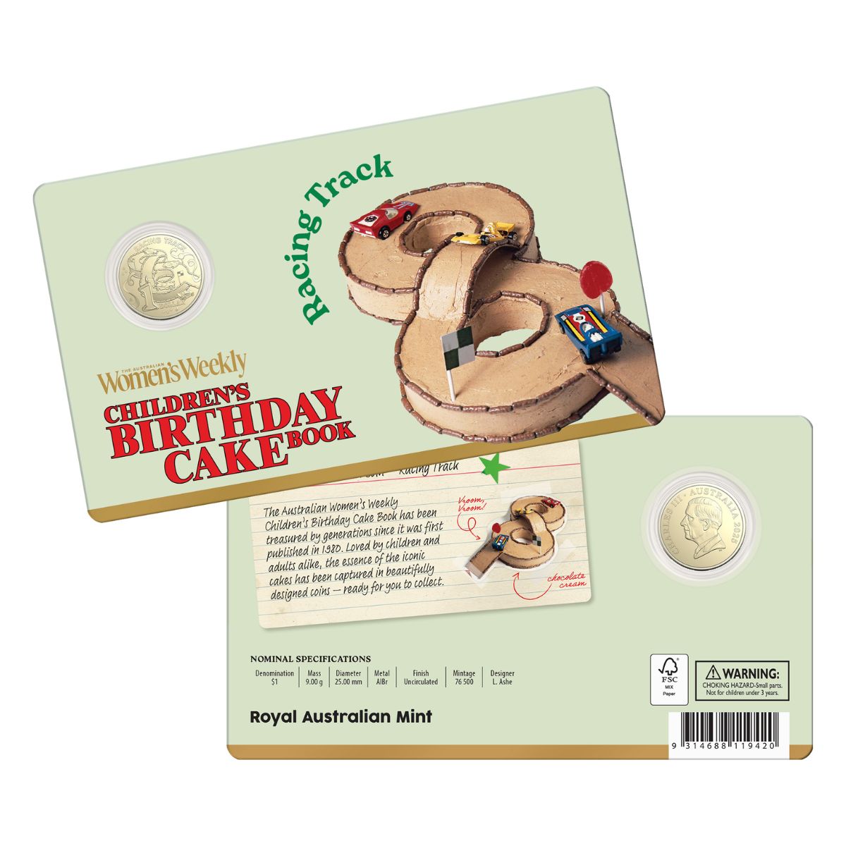 Australia Racing Track Birthday Cake 2025 $1 Aluminium-Bronze Uncirculated Coin