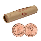 Australia 1981 1c Bronze Uncirculated 50-Coin Heads/Tails RAM Mint Roll