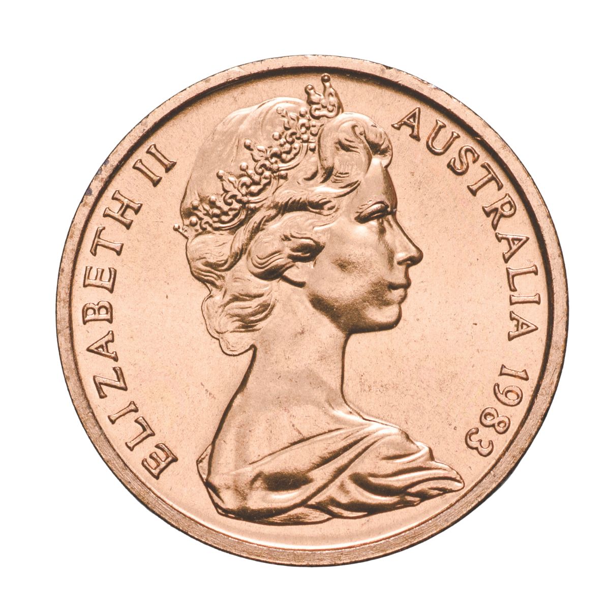 Australia 1983 1c Bronze Uncirculated 50-Coin Heads/Tails RAM Mint Roll