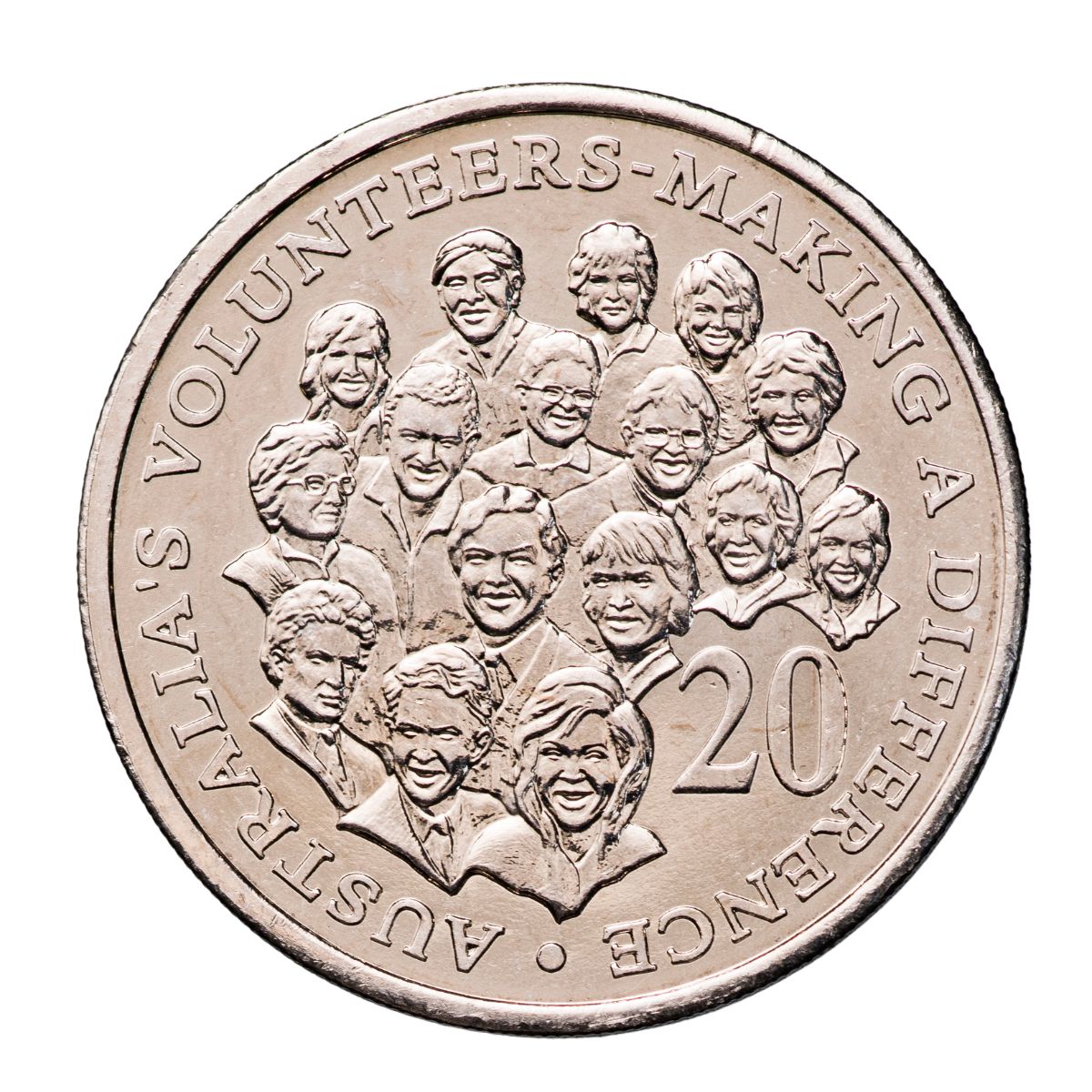 Australia 2003 20c Australian Volunteer 20-Coin Heads/Tails Mint Roll (20 BU Coins)