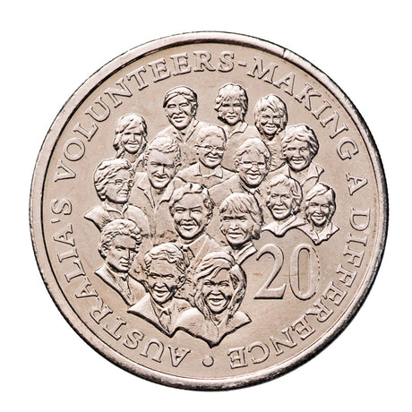 Australia 2003 20c Australian Volunteer 20-Coin Heads/Tails Mint Roll (20 BU Coins)