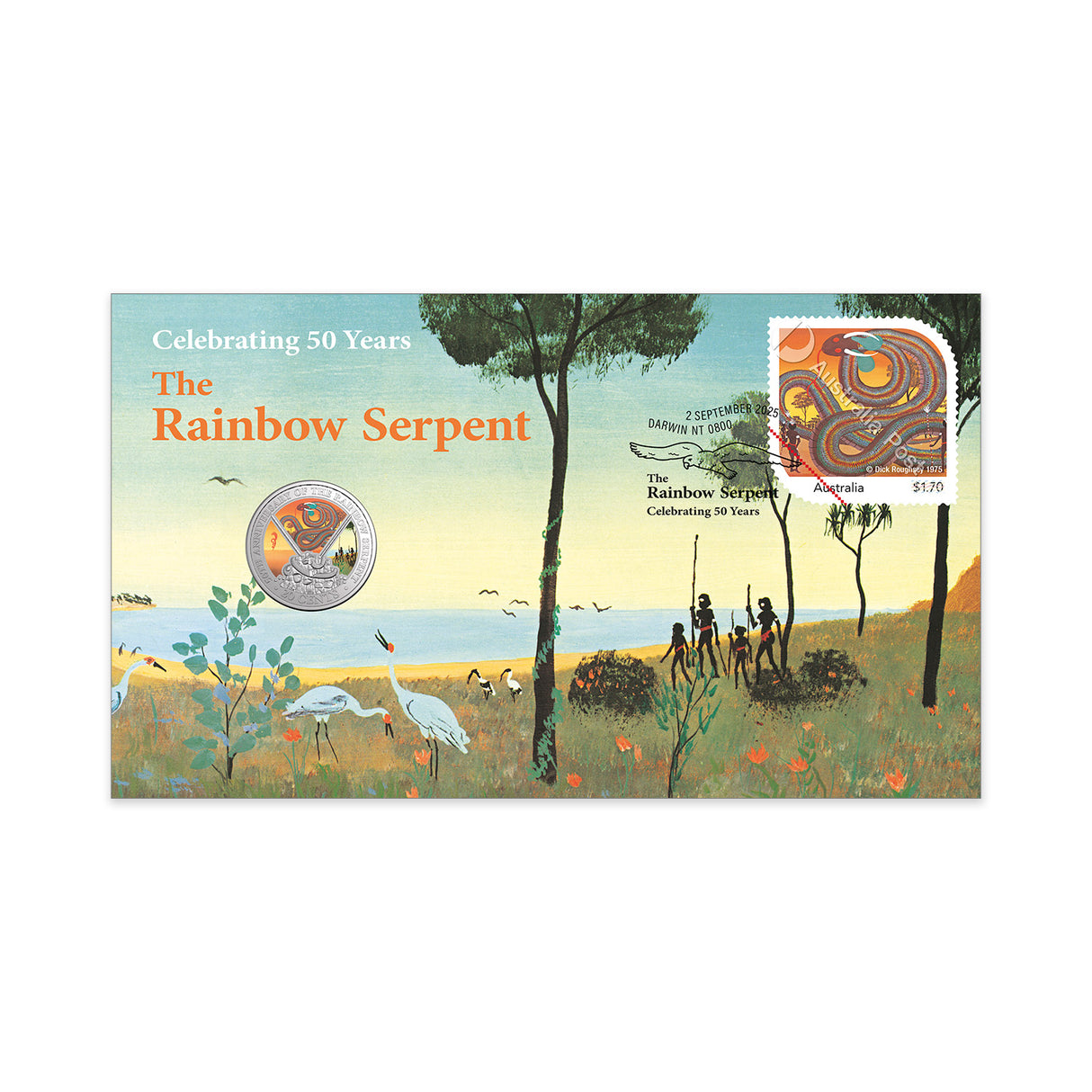 Australia 50th Anniversary The Rainbow Serpent 2025 20c Stamp & Coin Cover