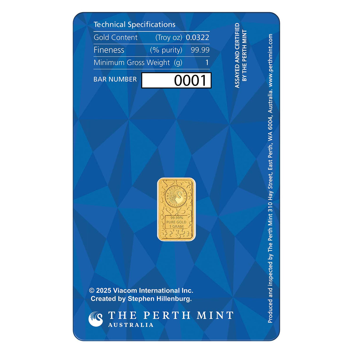 SpongeBob SquarePants 2025 1g Gold Bar