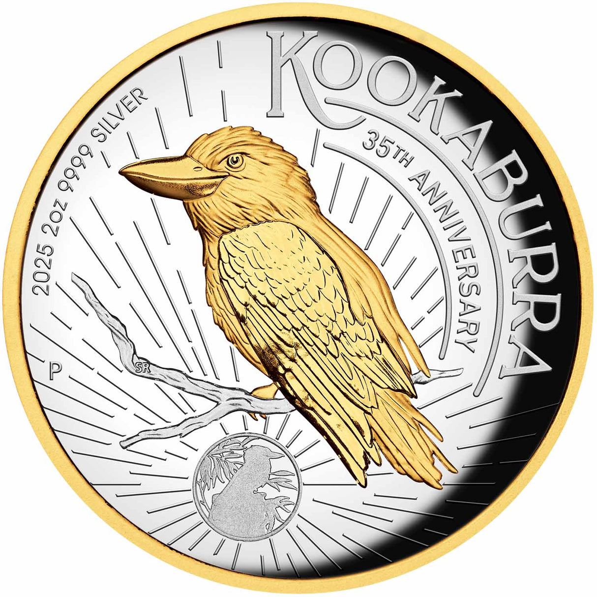 Australia Kookaburra 35th Anniversary 2025 $2 High Relief Gold-plated 2oz Silver Proof Coin