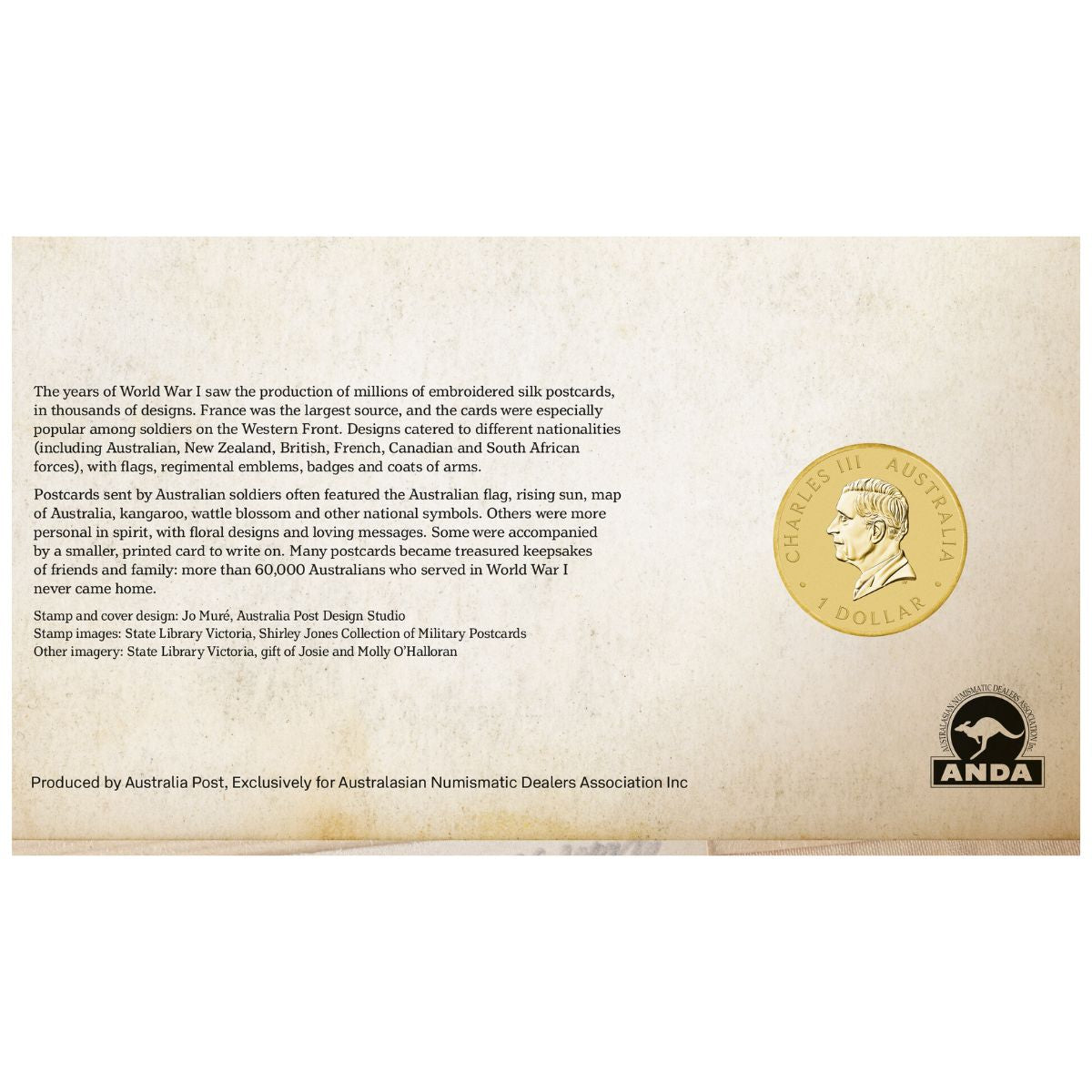 Australia ANDA Perth Money Expo 2025 $1 Postcards from the Front Stamp & Coin Cover
