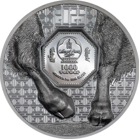 Wild Mongolia 2025 1000T Bison Ultra High Relief 2oz Silver Black Proof Coin