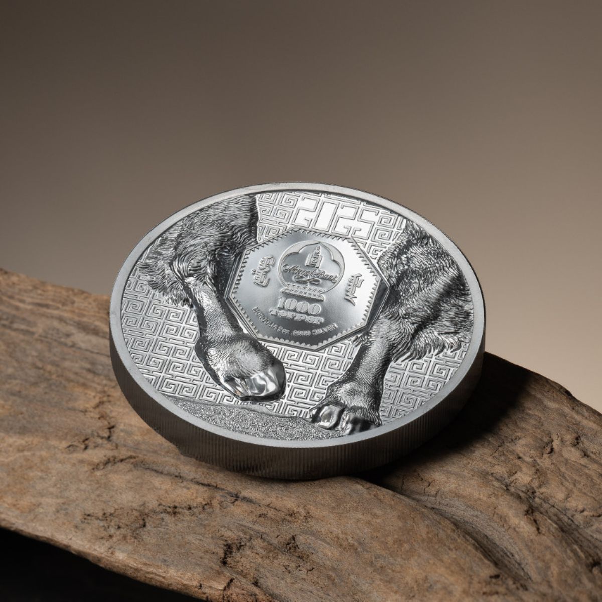 Wild Mongolia 2025 1000T Bison Ultra High Relief 2oz Silver Black Proof Coin