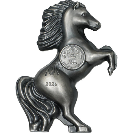 Lunar Year of the Horse 2026 1000T Wild Horse Ultra High Relief 1oz Silver Antique Coin