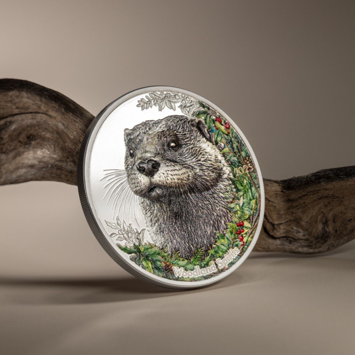 Woodland Spirits Otter 2025 500T 1oz Colour Silver Proof Coin