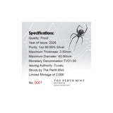 Deadly & Dangerous 20th Anniversary 2026 $1 Red-back Spider Privymark 1oz Silver Proof Coin