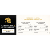 1925 & 2025 Perth Mint Gold Sovereign Centenary Pair