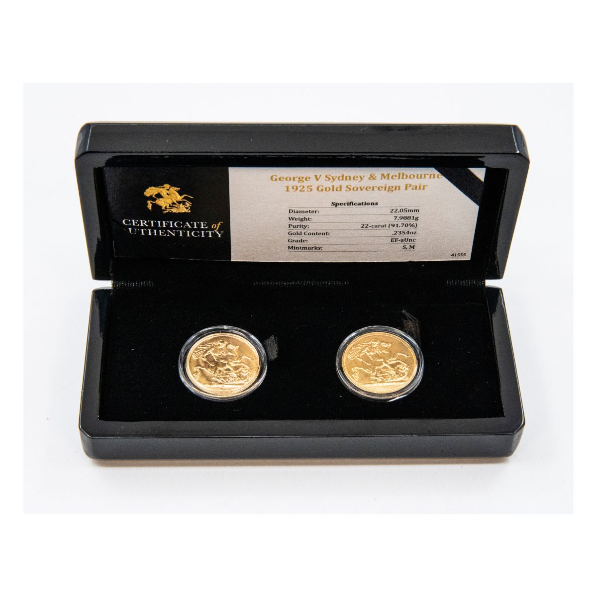 George V Sydney & Melbourne 1925 Gold Sovereign Pair Extremely Fine-about Uncirculated