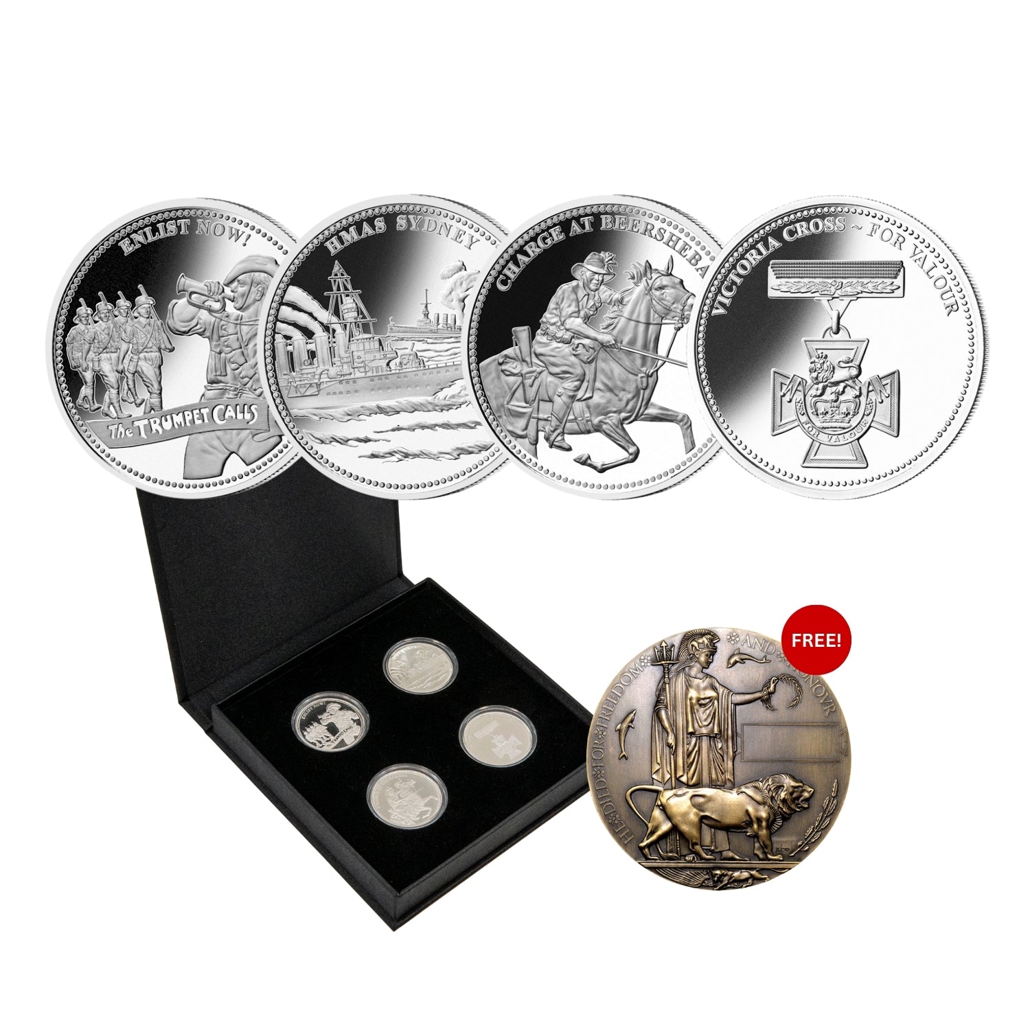 コレクション World War I Silver Commemorative Coin First World War Silver 4-Commemorative Set + FREE WWI Memorial