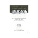 First World War Silver 4-Commemorative Set + FREE WWI Memorial Plaque Replica