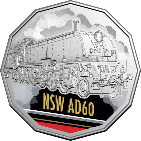 Australia Steam Giants 2025 50c NSW Government Railways AD60 Class Beyer-Garratt 6029 Colour Cupro-Nickel Uncirculated Coin