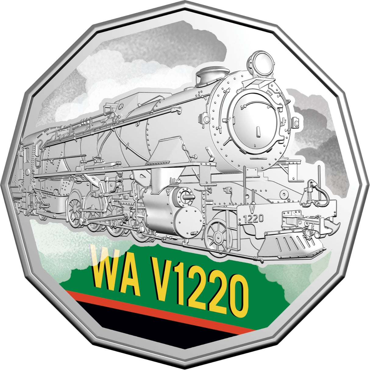 Australia Steam Giants 2025 50c Western Australian Government Railways V Class V1220 Colour Cupro-Nickel Uncirculated Coin
