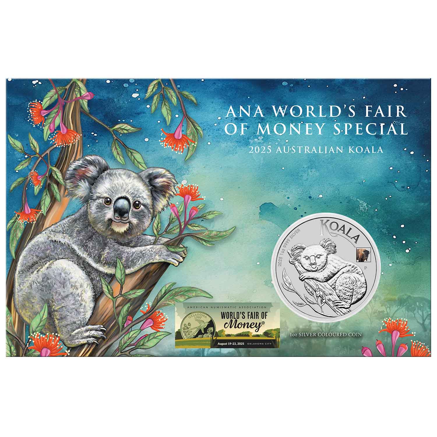 Australia ANA World's Fair of Money Koala 2025 $1 Privymark 1oz