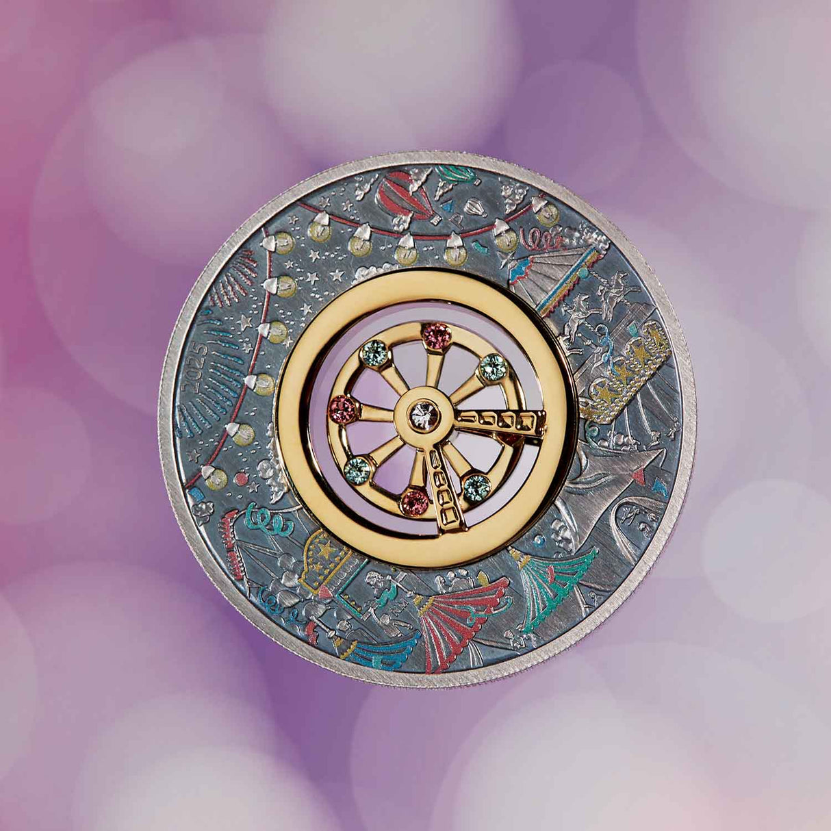 Ferris Wheel 2025 $2 Colour 2oz Silver Antique Coin