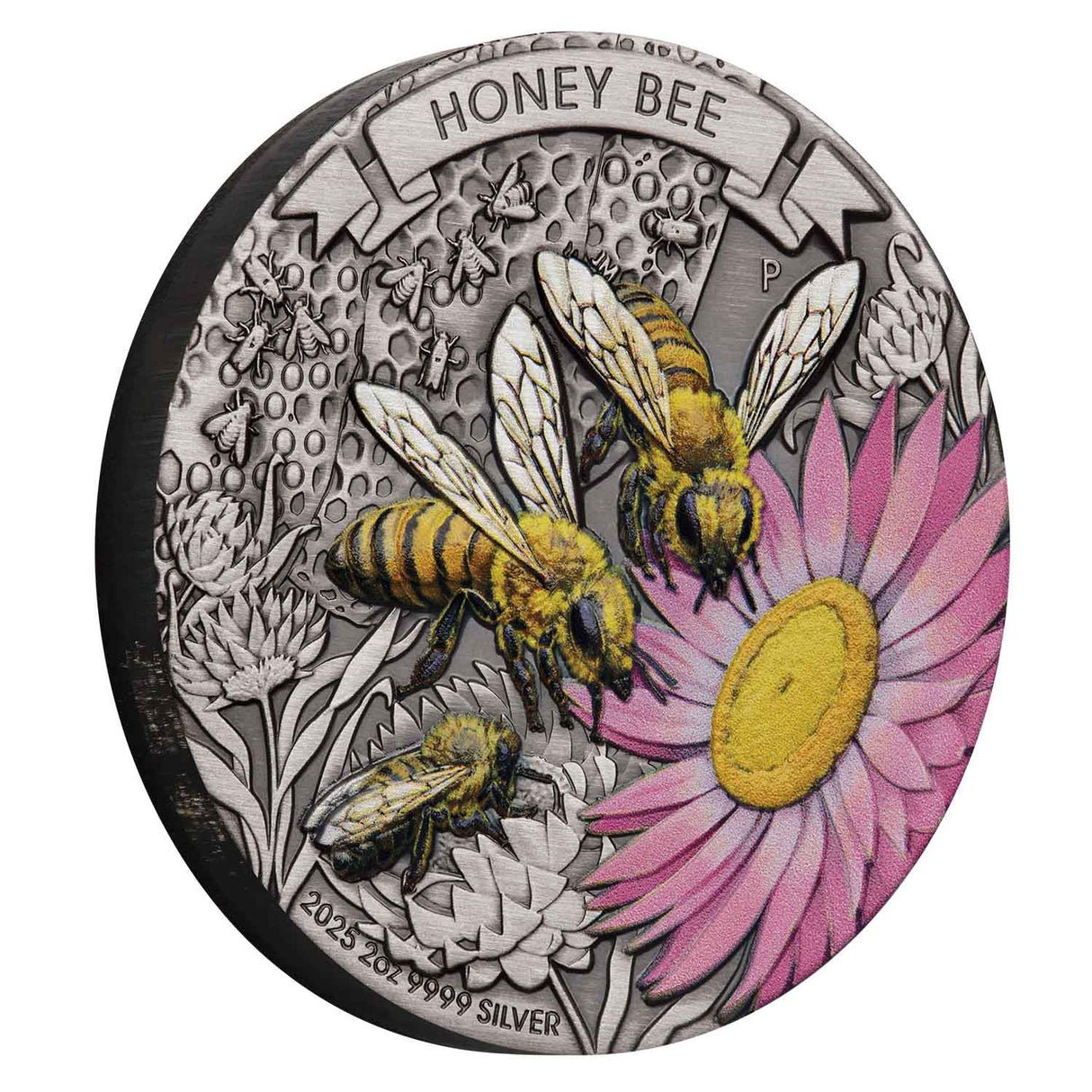 Australia Honey Bee 2025 $2 Colour 2oz Silver Antique Coin