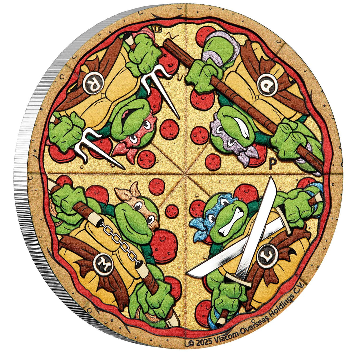 Teenage Mutant Ninja Turtles 2025 $2 Pizza Colour 2oz Silver Uncirculated Coin