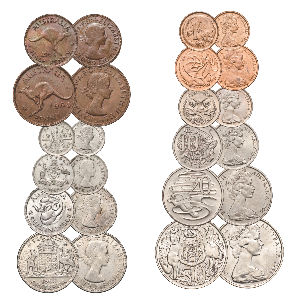 Australia 1963-66 Currency Changeover Premium Uncirculated 12-Coin Collection