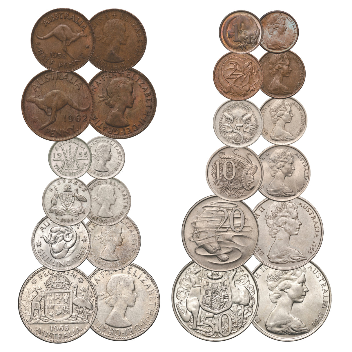 Australia 1953-84 Currency Changeover Very Fine-Uncirculated 12-Coin Collection