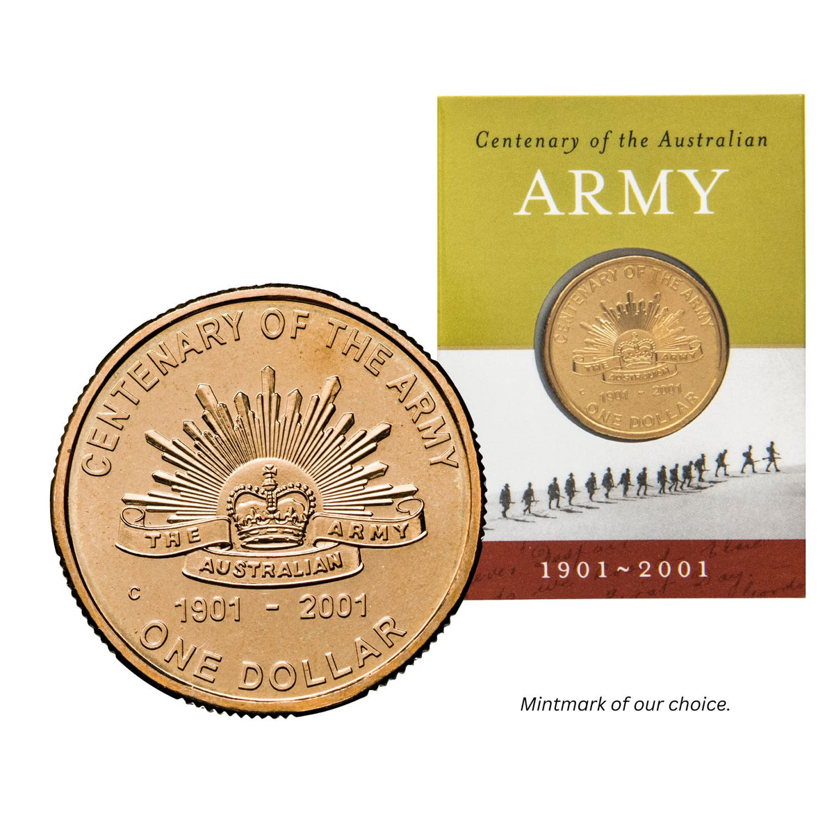 Australia Army Centenary 2001 $1 Aluminium-Bronze Uncirculated Coin (Mintmark of our choice)