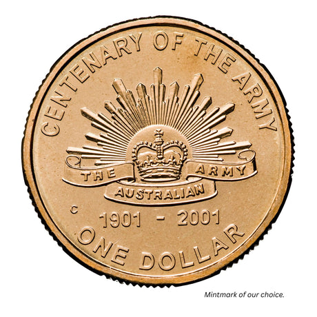 Australia Army Centenary 2001 $1 Aluminium-Bronze Uncirculated Coin (Mintmark of our choice)