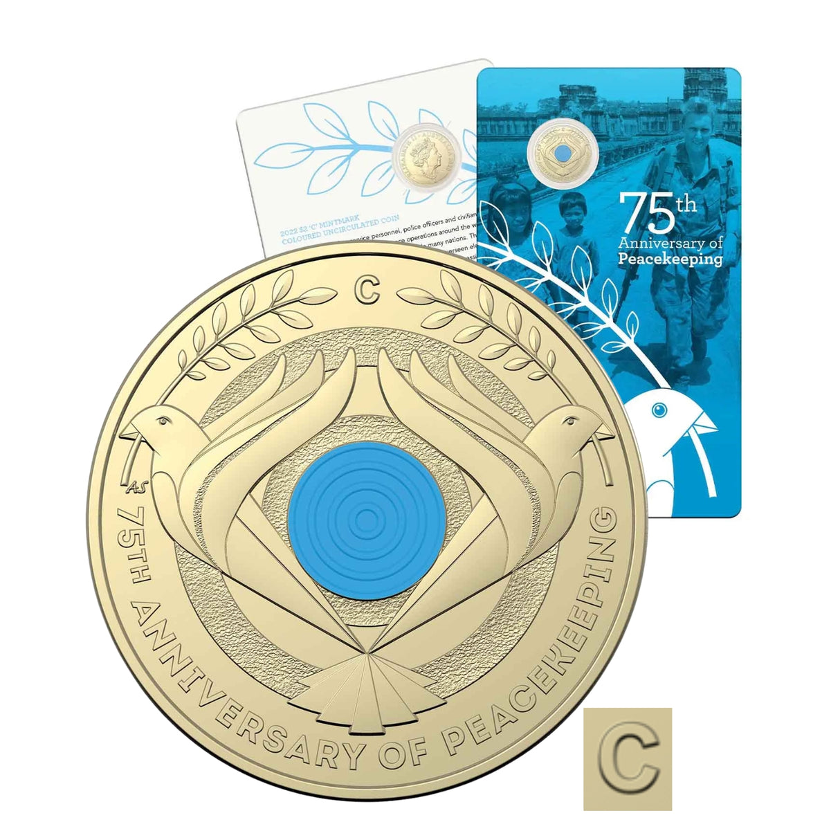 Australia Peacekeeping 2022 $2 C Mintmark Colour Aluminium-Bronze Uncirculated Coin