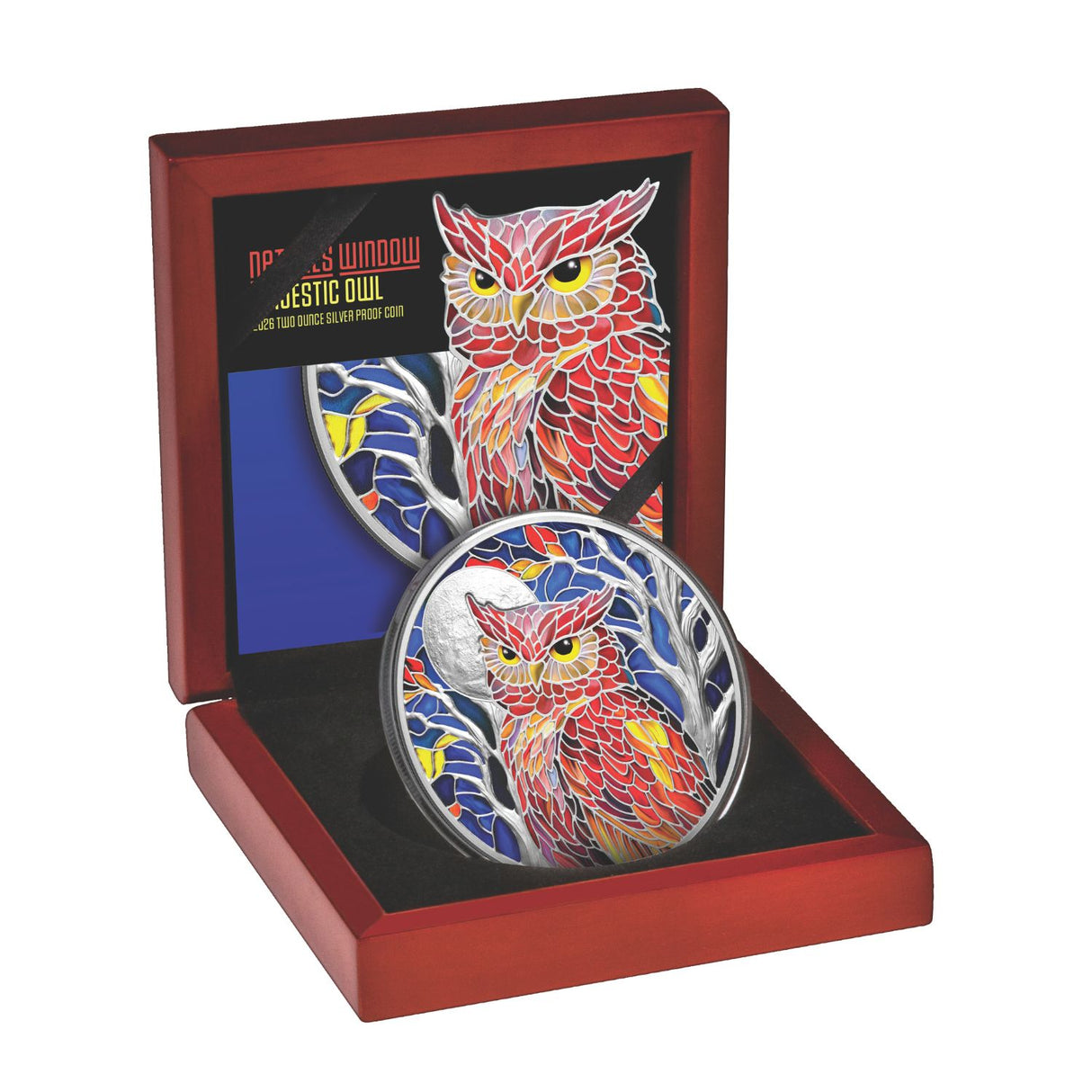 Nature's Window Majestic Owl 2026 $5 Colour 2oz Silver Proof Coin
