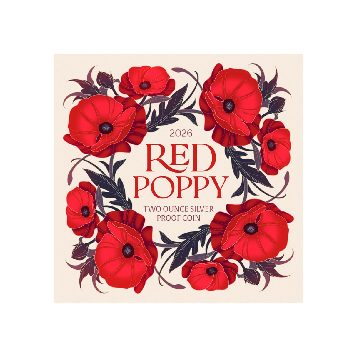 Red Poppy 2026 $5 Window 2oz Silver Proof Coin