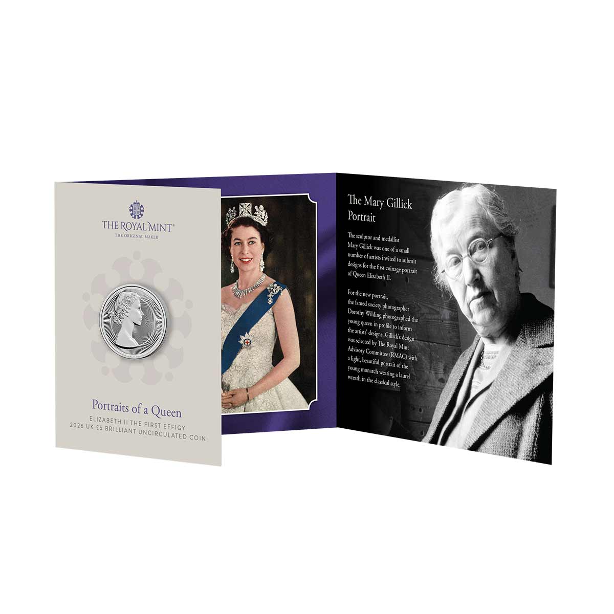 Great Britain Portraits of Queen Elizabeth II 2026 £5 Mary Gilick Cupro-Nickel Brilliant Uncirculated Coin