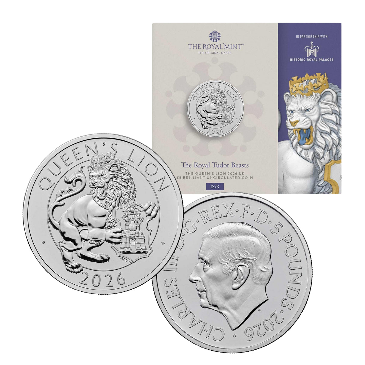 Great Britain Royal Tudor Beasts 2026 £5 Queen's Lion Cupro-Nickel Brilliant Uncirculated Coin