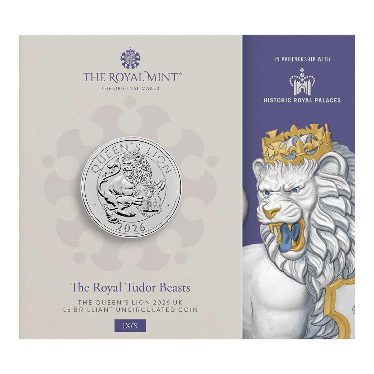 Great Britain Royal Tudor Beasts 2026 £5 Queen's Lion Cupro-Nickel Brilliant Uncirculated Coin