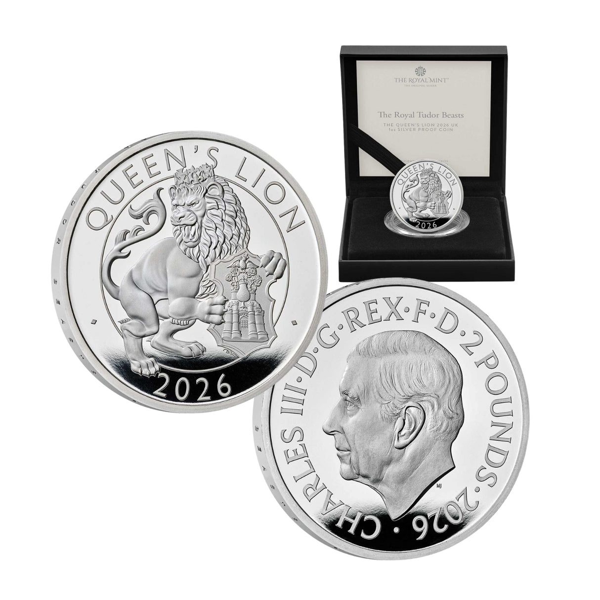 Great Britain Royal Tudor Beasts 2026 £2 Queen's Lion 1oz Silver Proof Coin