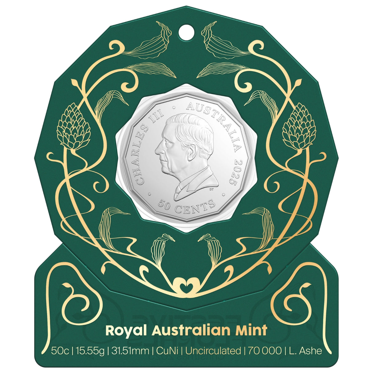 Australia Christmas Decoration 2025 50c Colour Cupro-Nickel Uncirculated Coin