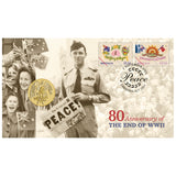 Australia End of WWII 80th Anniversary 2025 $1 Winged Victory 1oz Al-Br Stamp & Coin Cover