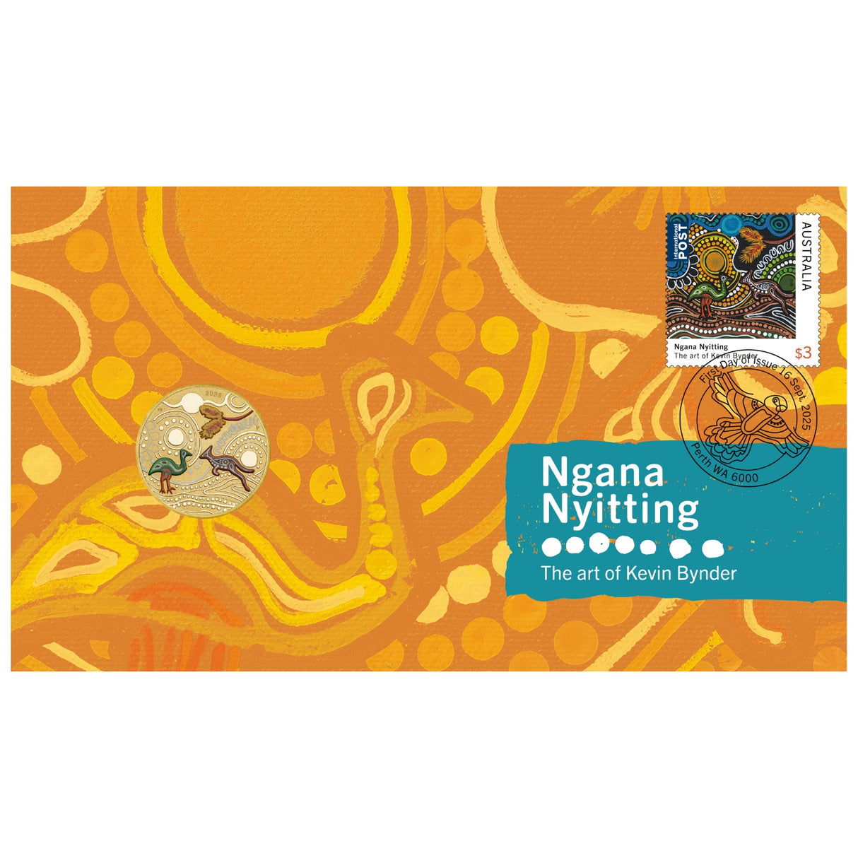 Australia Ngana Nyitting 2025 $1 Green Emu Al-Br Stamp & Coin Cover