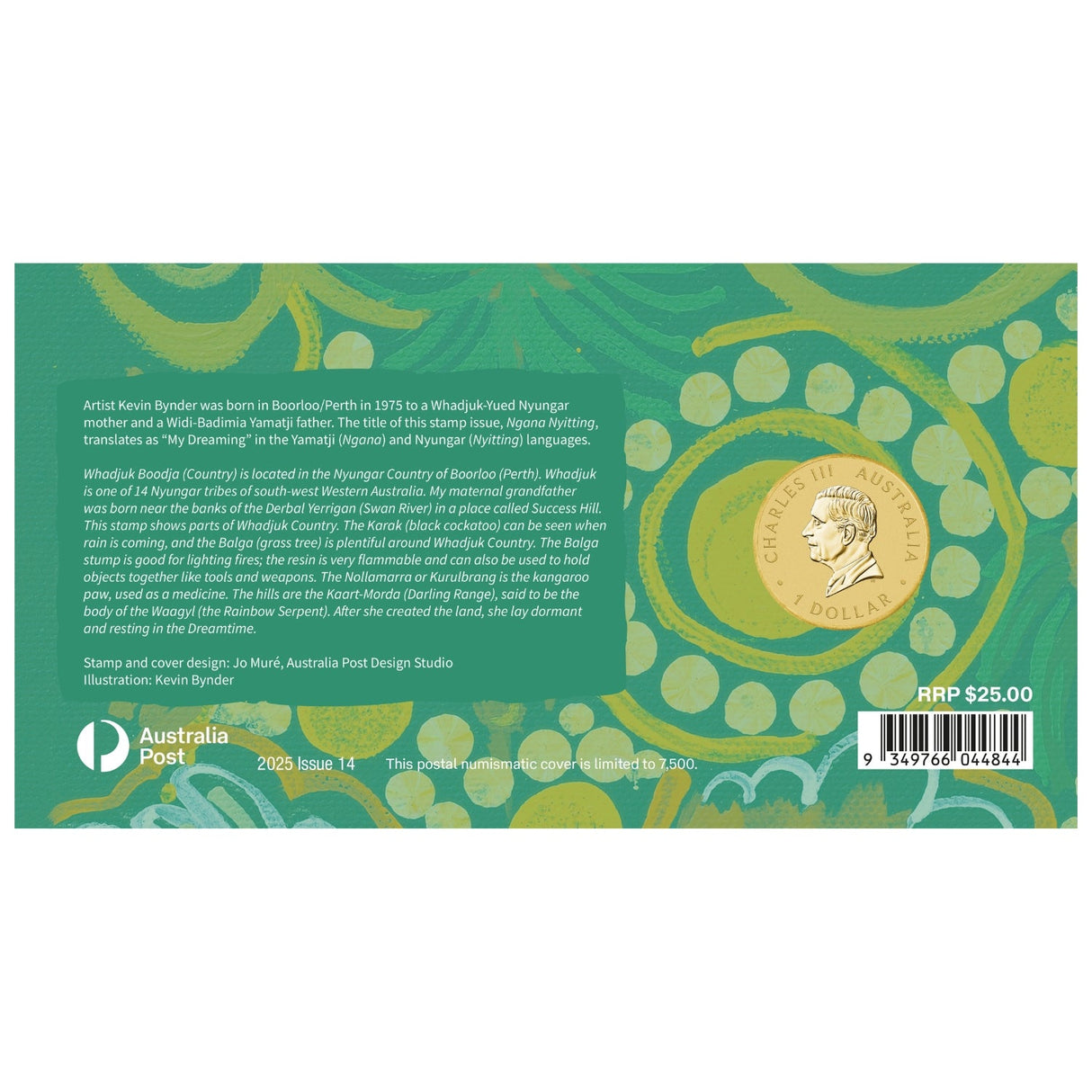 Australia Ngana Nyitting 2025 $1 Black Cockatoo Al-Br Stamp & Coin Cover