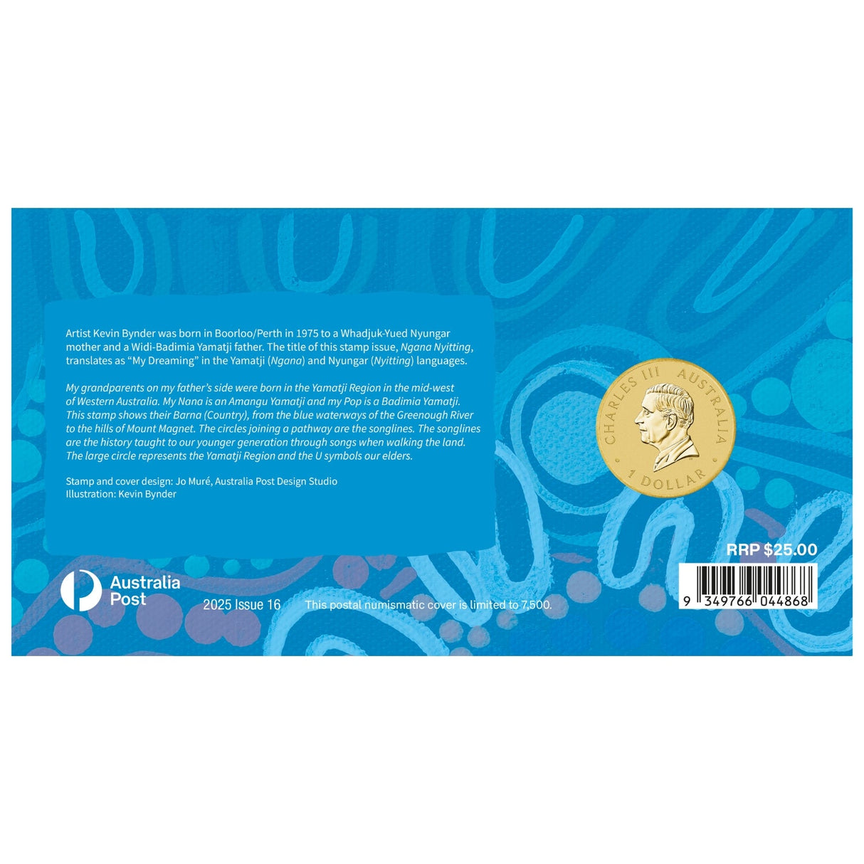 Australia Ngana Nyitting 2025 $1 Blue River Al-Br Stamp & Coin Cover
