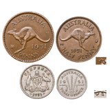 Australia George VI 1951PL Circulated 4-Coin Set